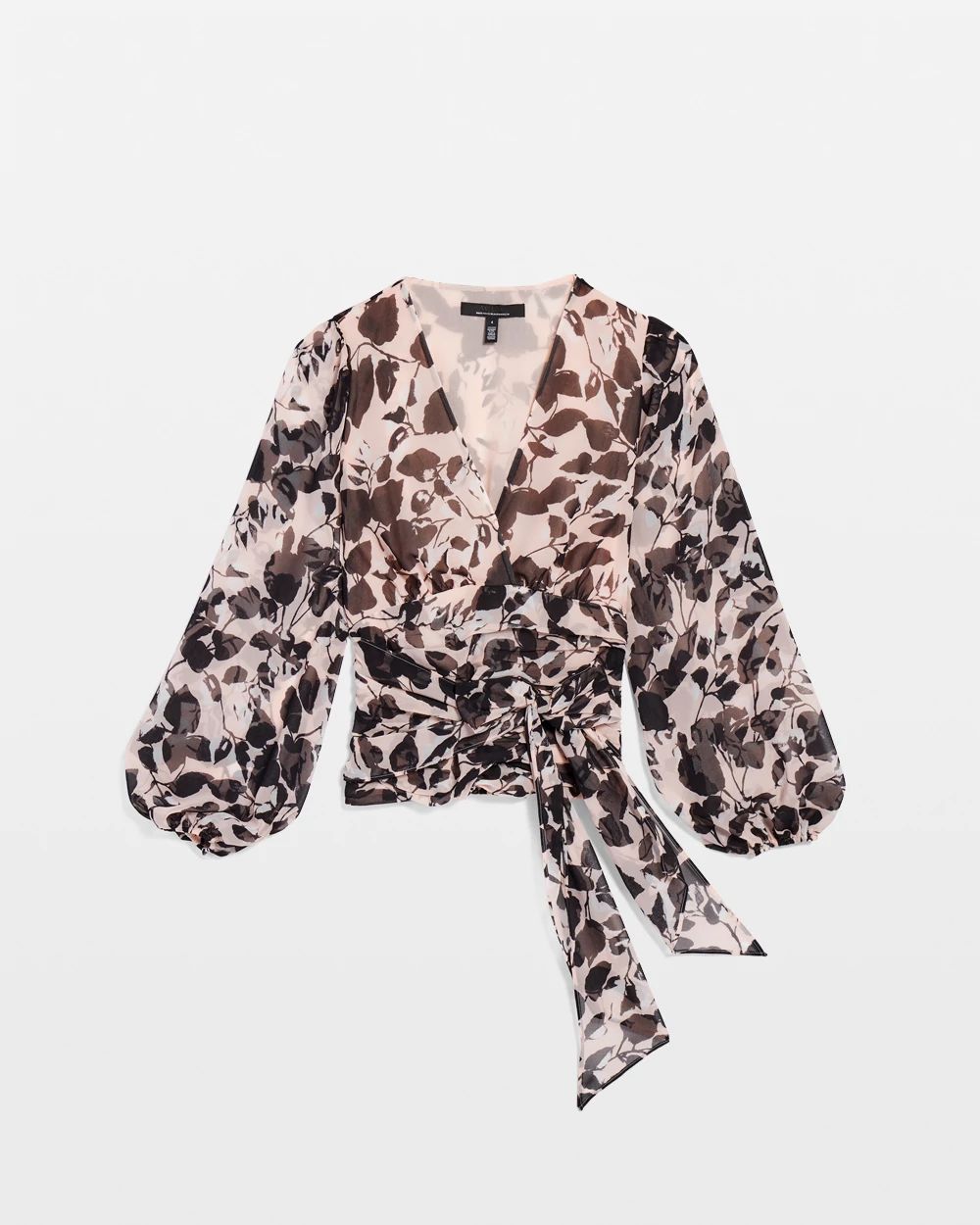 ◇MONOHA◇ Fur neck bib Tie-Waist Chiffon Blouse | White House Black Market
